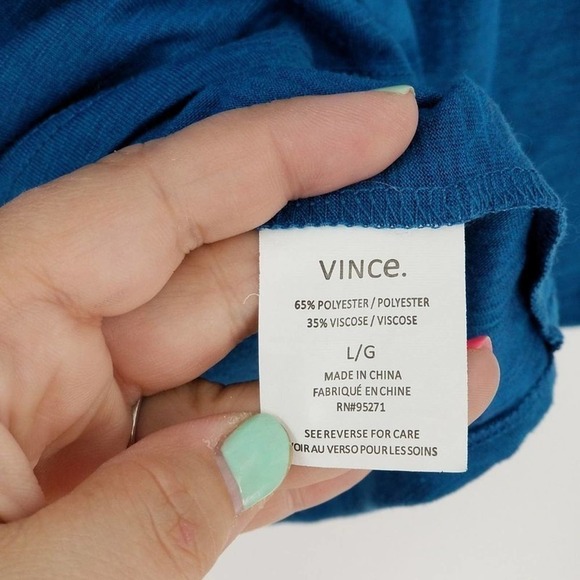 Vince Round Neck Long Sleeve Pullover Tee T-Shirt Blue Size Large - Picture 5 of 6